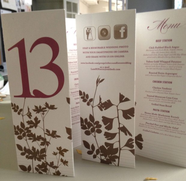 Table Number Cards